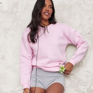 PrettyLittleThing Baby Pink Oversized Crew Neck Sweater Sweatshirt NWT